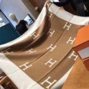 Brown and White H Pattern Blanket